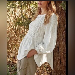 Free People Snowbell Babydoll Top White Size Med/Lrg Nwot $128